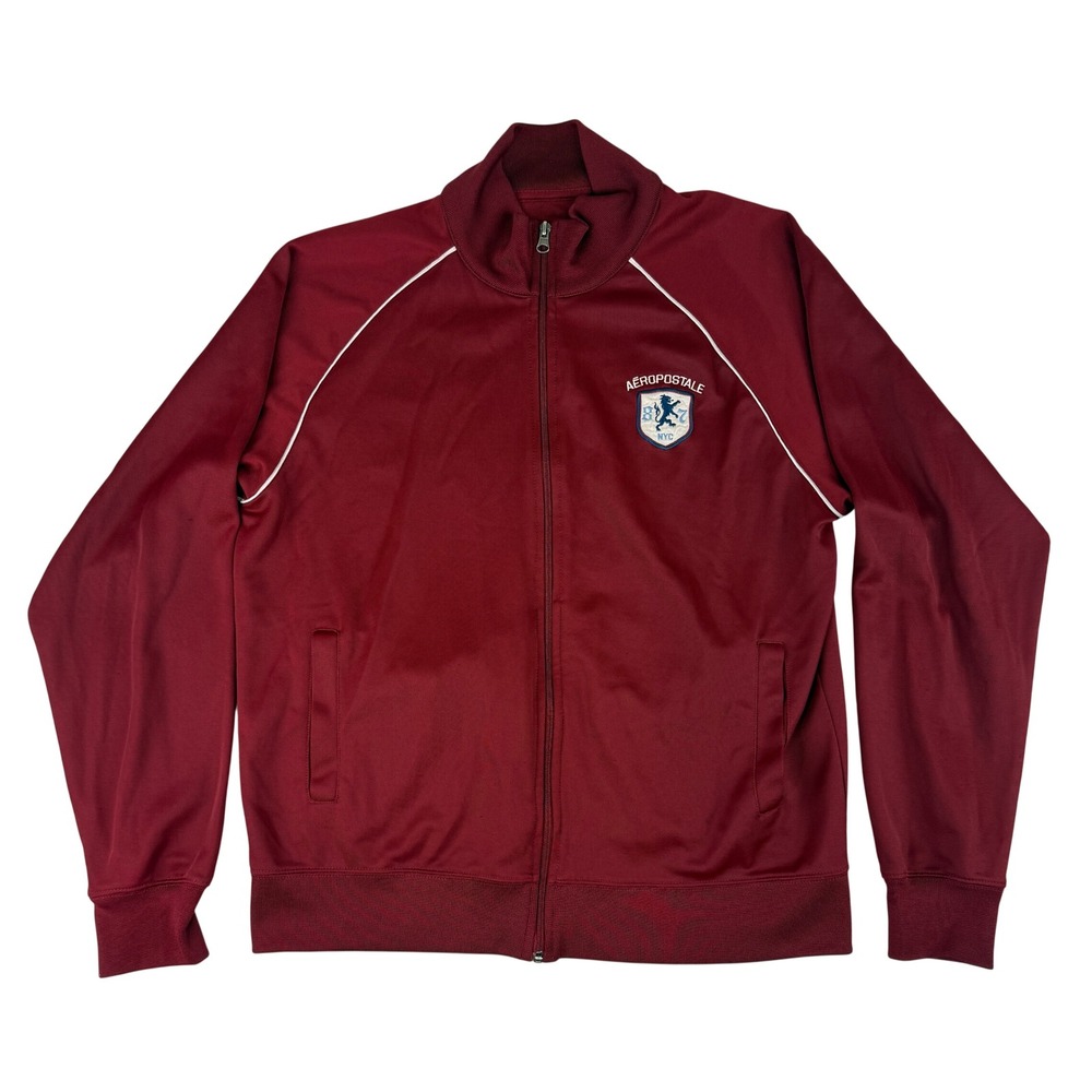 Aeropostale Track Jacket Mens XL Burgundy Full Zip Athletic Lion Crest 87 NYC
